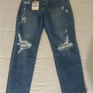 Wax Jean Distressed Denim Mom Jeans